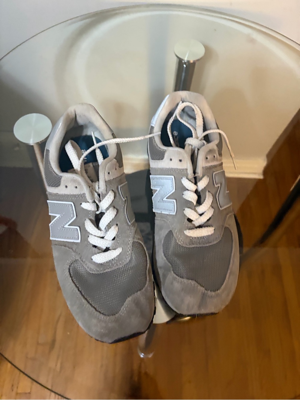 New Balance Kids' Gray Suede & Mesh Sneakers with White Laces , gently used.